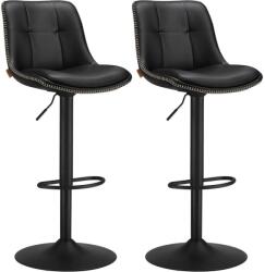 VASAGLE 2 db állítható magasságú bárszék szett, 44 x 48 x (90-112) cm, fekete színű (LJB095B01) - tutihome