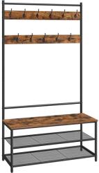 VASAGLE kabáttartó 11 kampóval, cipőtartó 40x100x180cm, Vintage barna fekete (HSR410B01)