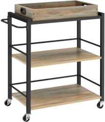 VASAGLE Konyhai kiszolgáló kocsi kivehető tálcával, 3 szintes zsúrkocsi, türkizbarna és fekete (LRC072K60)