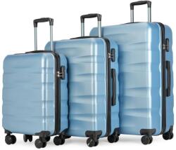 BONTOUR Wave 3 db-os Duplakerekes Bőrönd Szett, jégkék (120540-IceBlue)