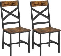 VASAGLE Étkezőszékek, 2db-os konyhai székkészlet, rusztikus barna és fekete (LDC094B01)