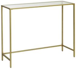 VASAGLE Üveg konzolasztal 100x80x35 cm, asztal állítható lábakkal, arany (LGT26G)