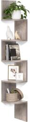 VASAGLE Sarokpolc falra szerelhető, 5 szintes lebegő könyvespolc, greige (LBC072M01)