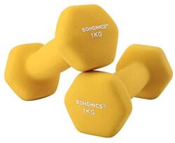 SONGMICS 2 db-os súlyzókészlet, 2 x 1 kg, csúszásmentes neoprén kézi súlyzók, sárga (SYL62YL)