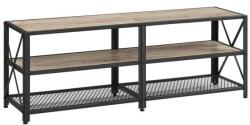 VASAGLE TV szekreny, TV-asztal polcokkal, acélkerettel, 140 x 52 x 39 cm, greige és fekete (LTV094B02)