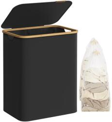 SONGMICS szennyeskosár fedéllel 130L, 2 rekeszes nagyméretű szennyes tartó, fekete (LCB513B01V1) - tutihome