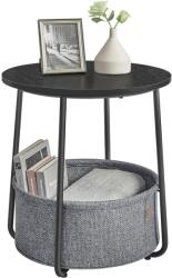 VASAGLE Kerek dohányzóasztal, kis asztal, 45 x 50 cm (Ø x M), Ébenfekete-Pala Szürke (LET223B01) - tutihome