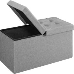 SONGMICS Összecsukható puff ülés, ottomán, 80 l, világosszürke, 76 x 38 x 38 cm (LSF41G)