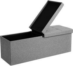 SONGMICS Összecsukható vászon pad tárolóval, felnyíló fedéllel, szürke, 110x38x38 cm (LSF71G)