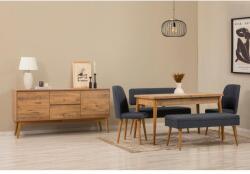 ASIR GROUP Étkezőgarnitúra(Kihúzható asztal, szék, konzol asztal) (6 db) Vina Puha pad 04 1048 - Atlanti fenyő, Sötétkék (869VEL8773)