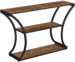 VASAGLE Konzolasztal ívelt lábakkal és 2 nyitott polccal, rusztikus barna-fekete (LNT089B01)