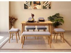 ASIR GROUP Étkezőgarnitúra(Kihúzható asztal, szék) (6 db) Vina Mini 03 0701 - Tölgy, Soho Szürke (869VEL8806)