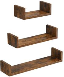 SONGMICS Lebegő polckészlet 3 db fali polcok, 30/45/60CM, rusztikus barna (LWS066T01)