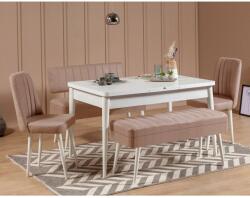ASIR GROUP Étkezőgarnitúra(Kihúzható asztal, szék) (5 db) Vina 0900 - 4 - Fehér, Stone (869VEL5344)
