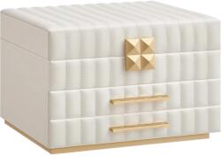 SONGMICS 3 szintes ékszerdoboz tükörrel, ékszertartó 2 fiókkal, felhőfehér (JBC183W01)