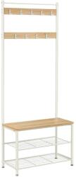 VASAGLE Kabáttartó cipőtároló paddal, tölgy és fehér (HSR041W09) - tutihome