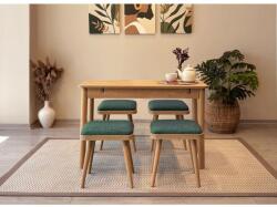 ASIR GROUP Étkezőgarnitúra(Kihúzható asztal, szék) (5 db) Vina Mini 05 1070 - Tölgy, Zöld (869VEL8828)