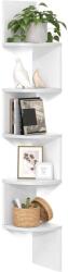 VASAGLE Sarokpolc falra szerelhető , 5 szintes lebegő sarokpolc 20x20x126 cm, fehér (LBC72WT)