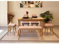 ASIR GROUP Étkezőgarnitúra(Kihúzható asztal, szék) (6 db) Vina Mini 03 0900 - Tölgy, Stone (869VEL8805)