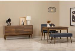 ASIR GROUP Étkezőgarnitúra(Kihúzható asztal, szék, konzol asztal) (5 db) Vina 02 1048 - Dió, Sötétkék (869VEL8788)