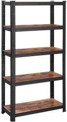 SONGMICS Fém tároló polc, salgó polc 75 x 150 x 30 cm, fekete és rusztikus barna (GLR030B01) - tutihome