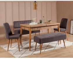 ASIR GROUP Étkezőgarnitúra(Kihúzható asztal, szék) (5 db) Vina 0701 - 4 - Antracit, Atlantic (869VEL5334)