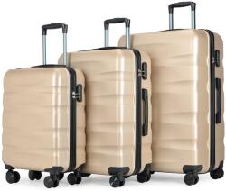 BONTOUR Wave 3 db-os Duplakerekes Bőrönd Szett, számzárral, Pezsgő (120540-Champagne)