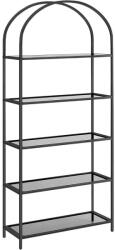 VASAGLE Üvegpolc, 5 szintes polc, íves kialakítással, fekete-szürke (LGT050G01)