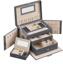 SONGMICS Ékszerdoboz, ékszertartó 2 fiókkal, szürke (JBC121G01)