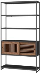 SONGMICS Könyvespolc, 4 szintes polc fekete fémkerettel, barna ajtóval (LLS821B43) - tutihome