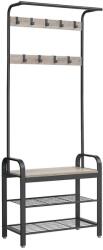 VASAGLE Kabáttartó állvány, kabátállvány cipőtárolóval, 183cm magas, szürke-fekete (HSR40MB)
