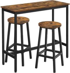VASAGLE étkezőasztal szett, bárasztal és bárszékek, 100x40cm, rusztikus barna és fekete színben (LBT219B01V1)