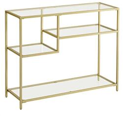 VASAGLE Konzolasztal, üvegasztal fém kerettel, arany szín (LGT022A61)