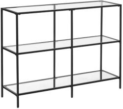 VASAGLE Moden konzolasztal, üvegpolccal, fekete (LGT027B01)