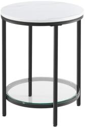 VASAGLE Kis asztal, Márvány hatású kerek éjjeliszekrény, fekete (LET285B13) - tutihome
