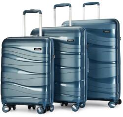 BONTOUR "Flow" 4-kerekes Bőrönd Szett, TSA-Számzár, Jégkék (130640-IceBlue) - tutihome