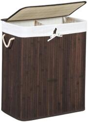 SONGMICS Bambusz szennyeskosár, mosodai kosár 2 részes 100 L, barna (LCB72Z)