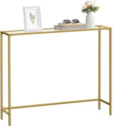 VASAGLE Konzolasztal, Oldalasztal, Edzett üvegfelület, arany színű (LGT132A01)
