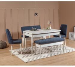 ASIR GROUP Étkezőgarnitúra(Kihúzható asztal, szék) (5 db) Vina Fehér Sötétkék (869VEL5153)