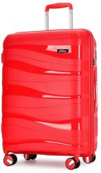 BONTOUR "Flow" 4-kerekes bőrönd TSA számzárral, L méretű 76x51x31 cm, Piros (130643-Red)