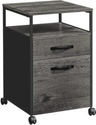 VASAGLE Iratszekrény, iratszekrény kerekekkel, 2 fiókkal, antracitszürke- fekete (OFC071B04)