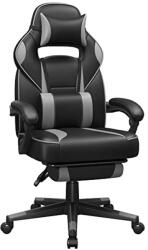 SONGMICS Állítható irodai szék, forgószék teleszkópos lábtámlával, fekete és szürke (OBG073B03)