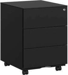 SONGMICS Mobil iratszekrény, zárható guruló konténer 3 fiókkal, matt fekete (OFC63BK)