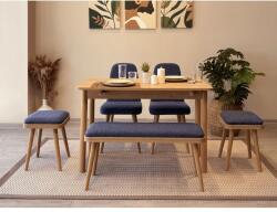 ASIR GROUP Étkezőgarnitúra(Kihúzható asztal, szék) (6 db) Vina Mini 03 1048 - Tölgy, Sötétkék (869VEL8801)