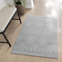 SONGMICS Szőnyeg, 80 x 150 cm-es hálószoba szőnyeg, mosógépben mosható, Boho stílusú, szürke (TAR026G01)