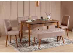 ASIR GROUP Étkezőgarnitúra(Kihúzható asztal, szék) (5 db) Vina 0900 - 4 - Dió, Stone (869VEL5340)