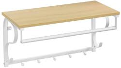 VASAGLE Fali kabáttartó polccal, Kabáttartó 5 akasztóval, fehér (LCR11WY)