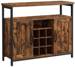 VASAGLE Tálalószekrény bortartóval 100 x 35 x 81, 4 cm rusztikus barna (LSC094B01)