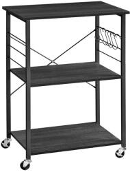 VASAGLE Kerekes konyhai állvány, tálaló kocsi ébenfekete (KKS060B42) - tutihome