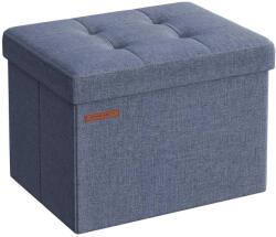 SONGMICS Összecsukható vászon puff tárolóval, farmerkék, 41x31x31 cm (LSF102Q01)